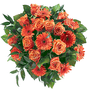 Gerbera, Blumenstrauss, Farbe Orange "Orange Fire" von Flowerdreams.de