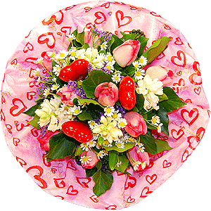 Valentinsstrauß, Flowerdreams.de, Blumenstauß Wie die Rosen sind Tulpen Symbol der Liebe und echter Zuneigung ©flowerdreams.de
