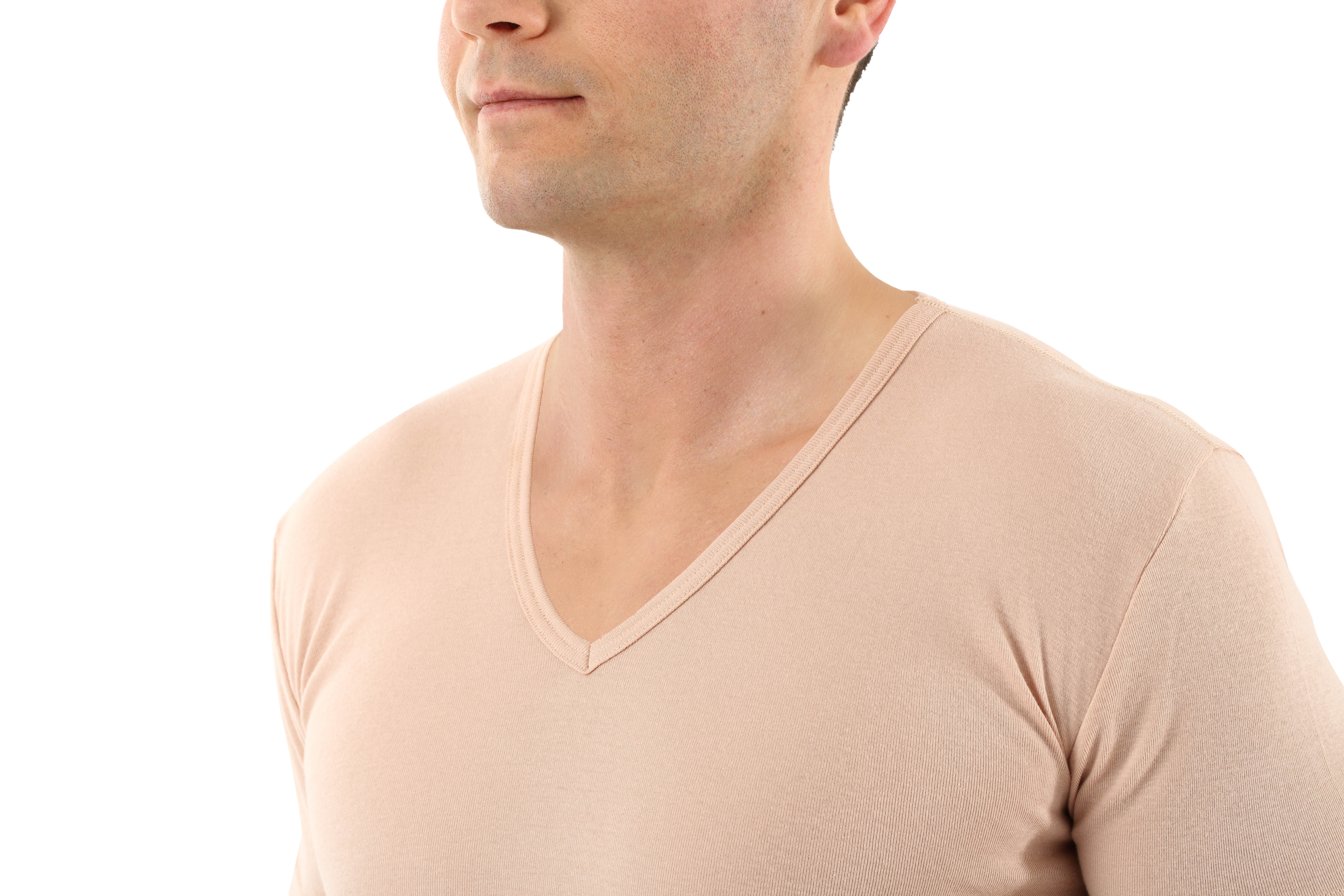Herren Unterhemd unsichtbar 100% Bio-Baumwolle kurzarm V-Ausschnitt