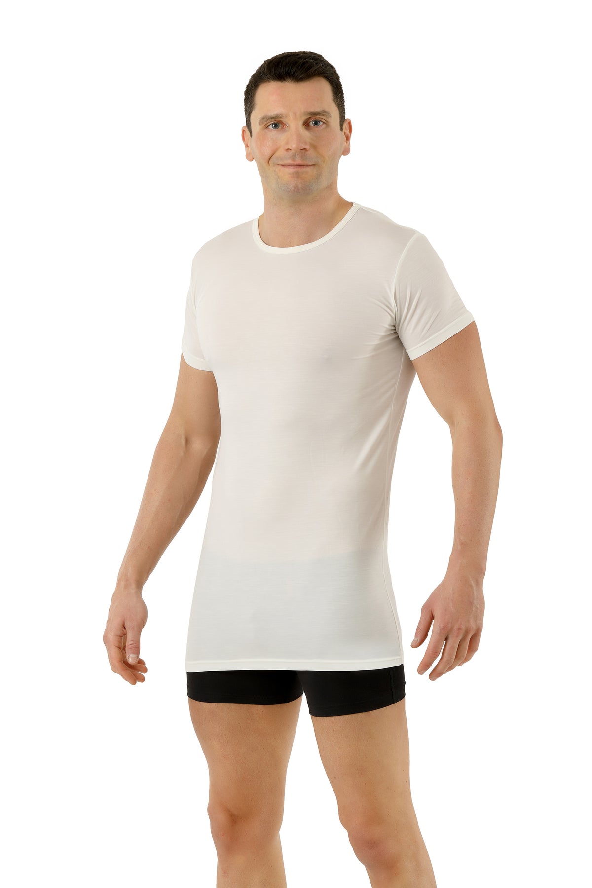 Herren Rundhals-Unterhemd Kurzarm Wollweiß Performance Merino-TENCEL™ Auckland