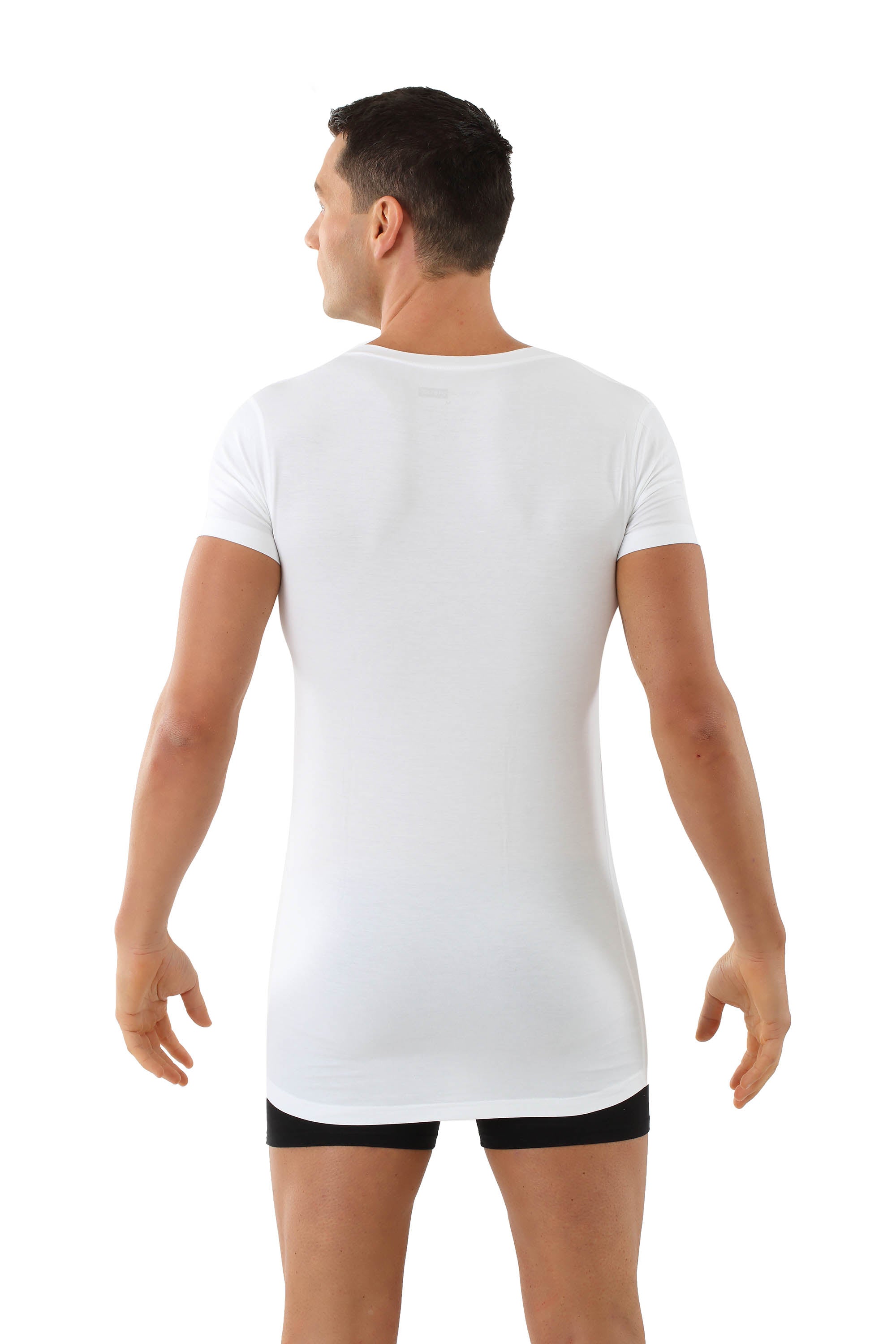 Herren Unterhemd-Light Deep-V-Neck Kurzarm Weiß Stuttgart