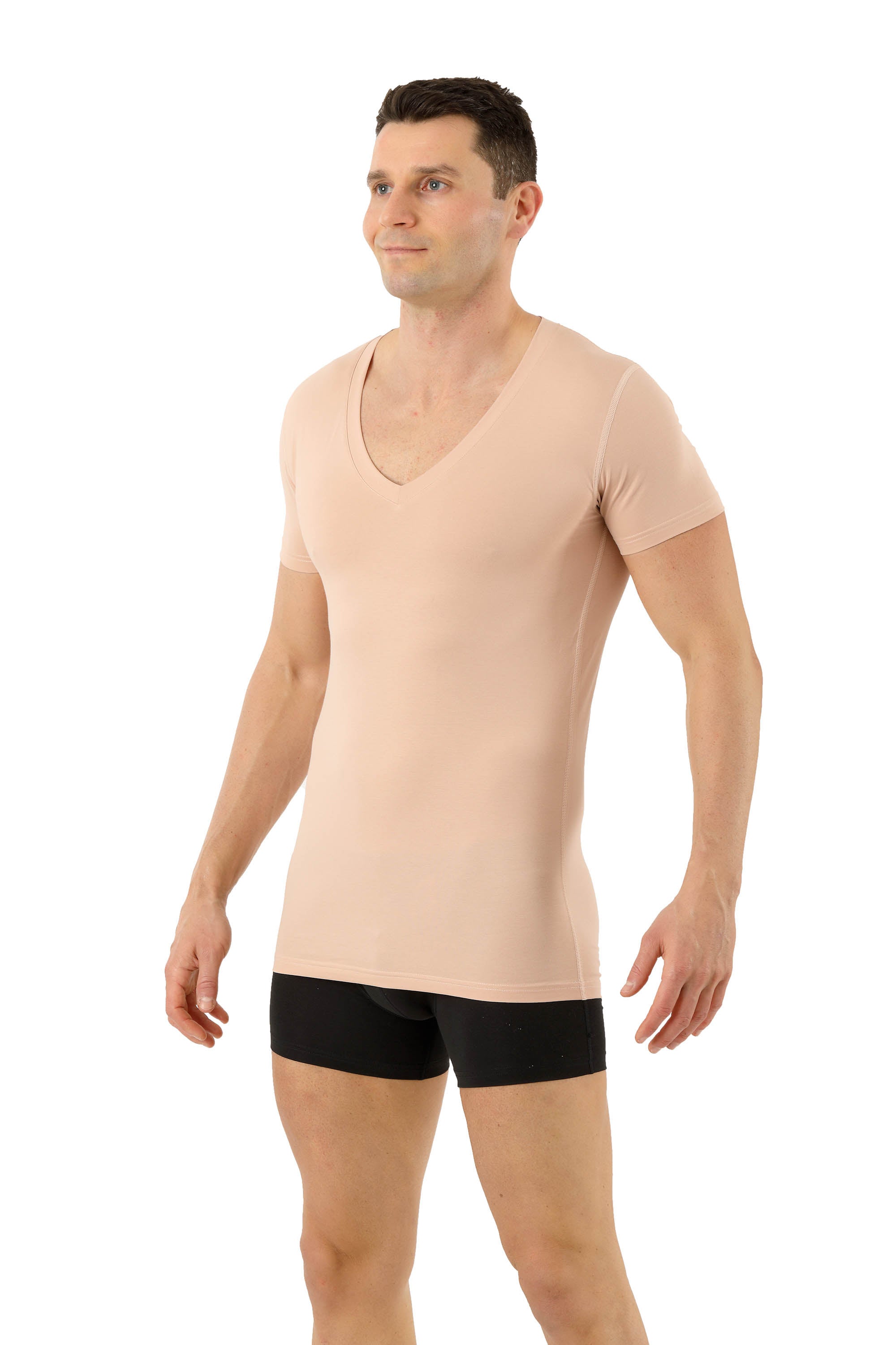 Funktionsunterhemd Deep-V Kurzarm Hautfarbe