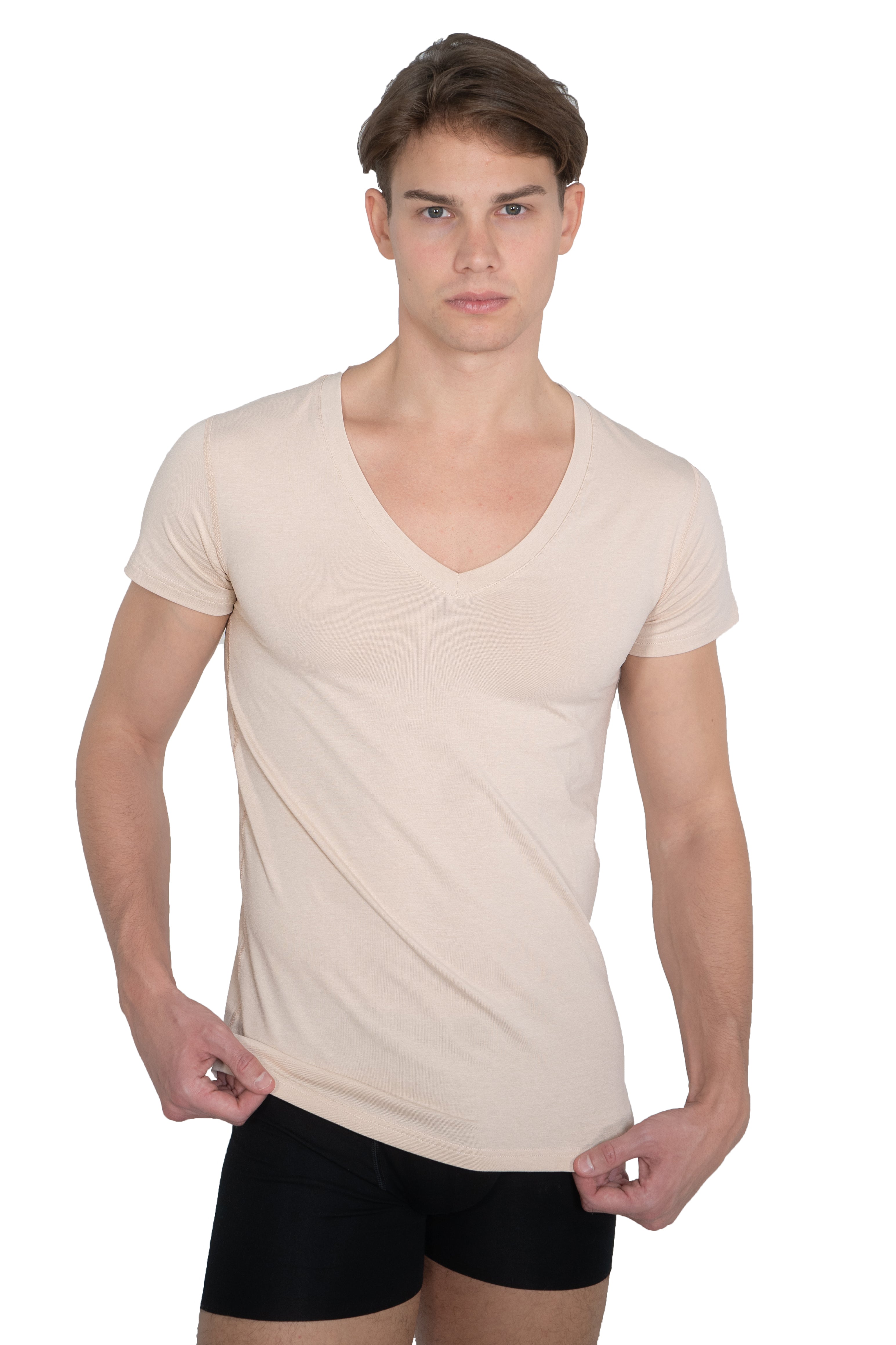 Business Unterhemd unsichtbar Bio Stretchbaumwolle Deep-V