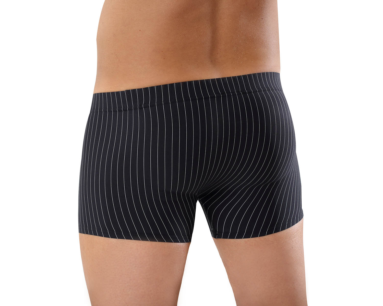 Microfaser Retro-Shorts "Business" Schwarz mit Nadelstreifen