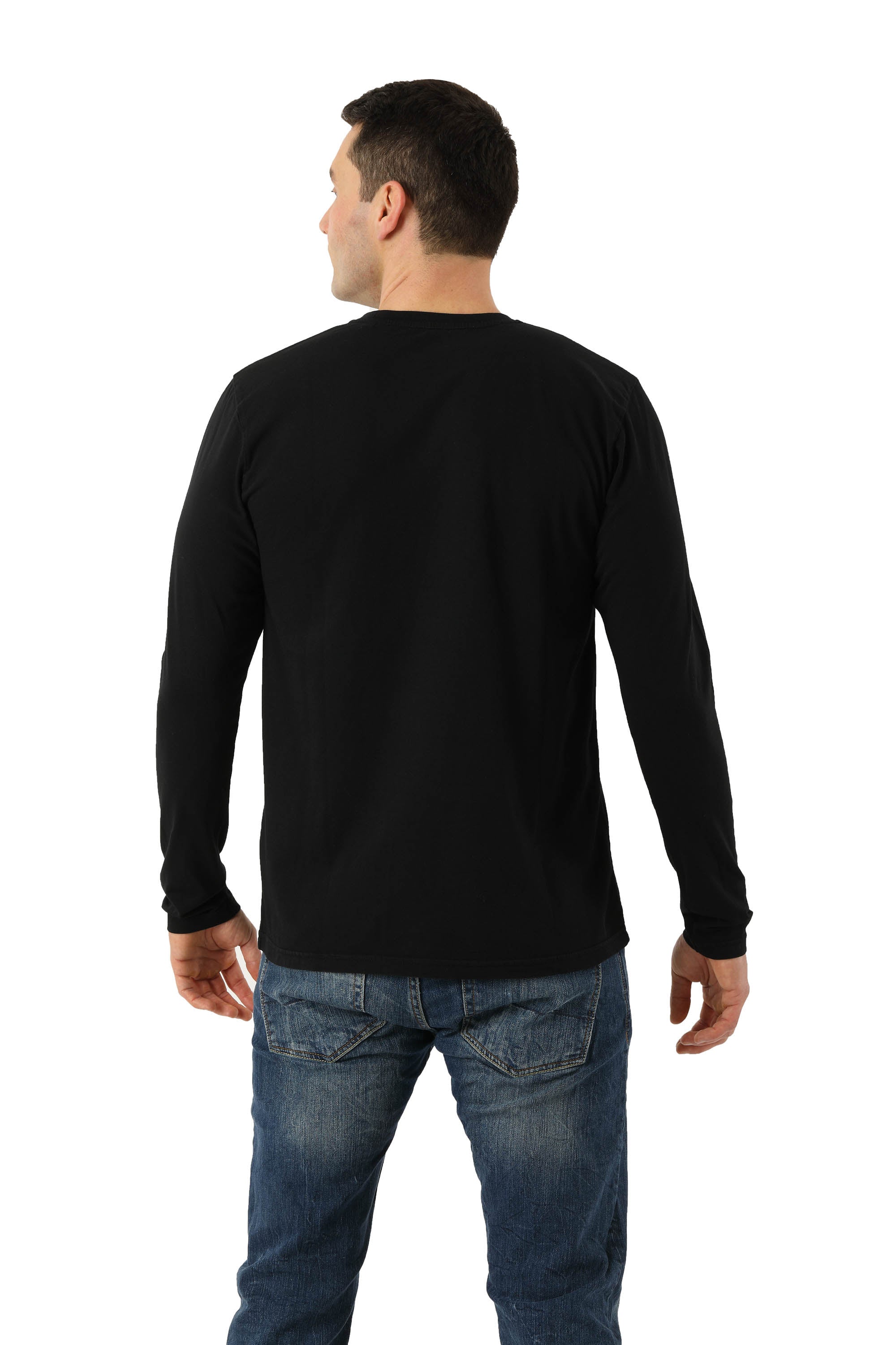 Herren Langarmshirt Biobaumwolle Rundausschnitt schwarz