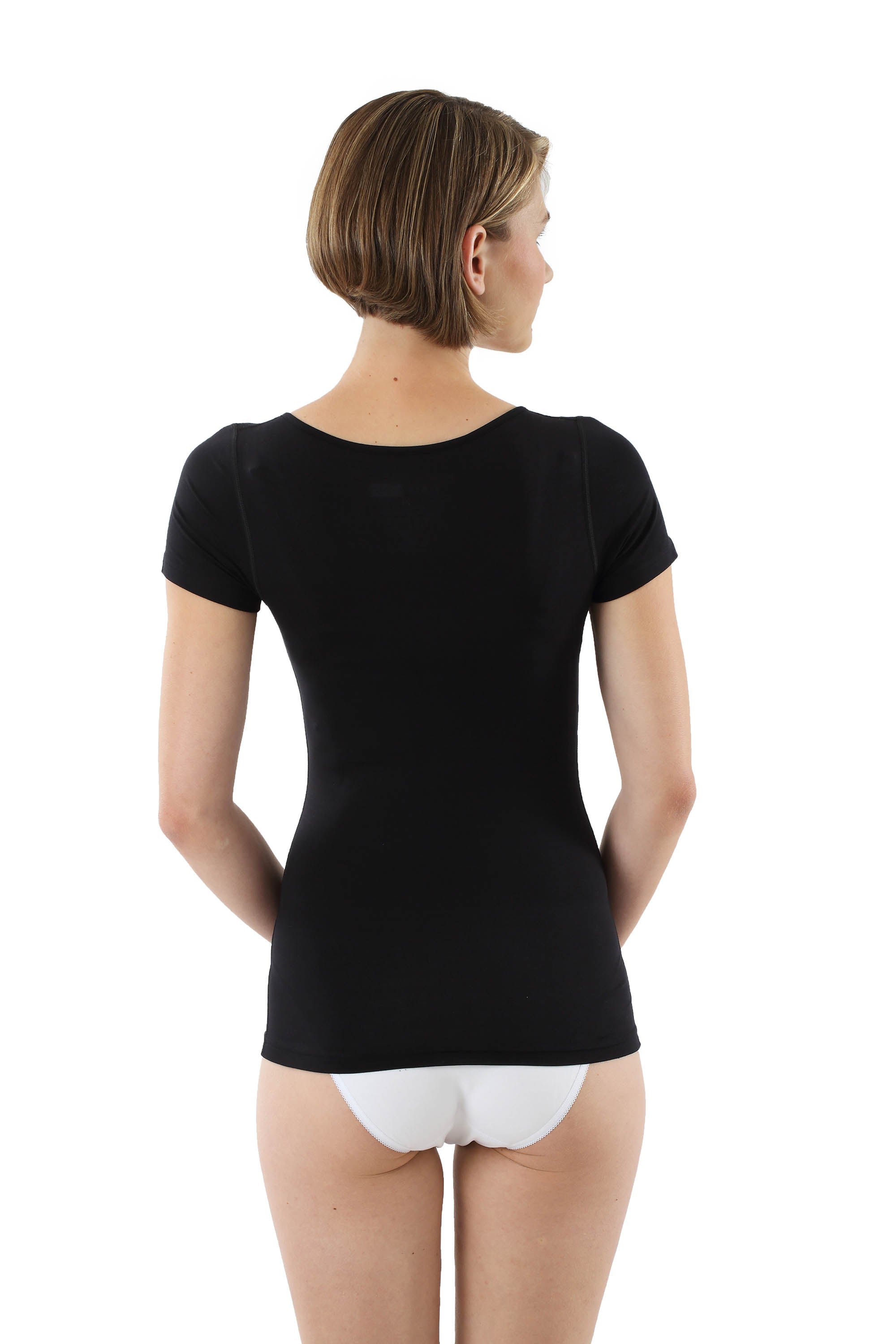 Damen Unterhemd schwarz Kurzarm Micromodal