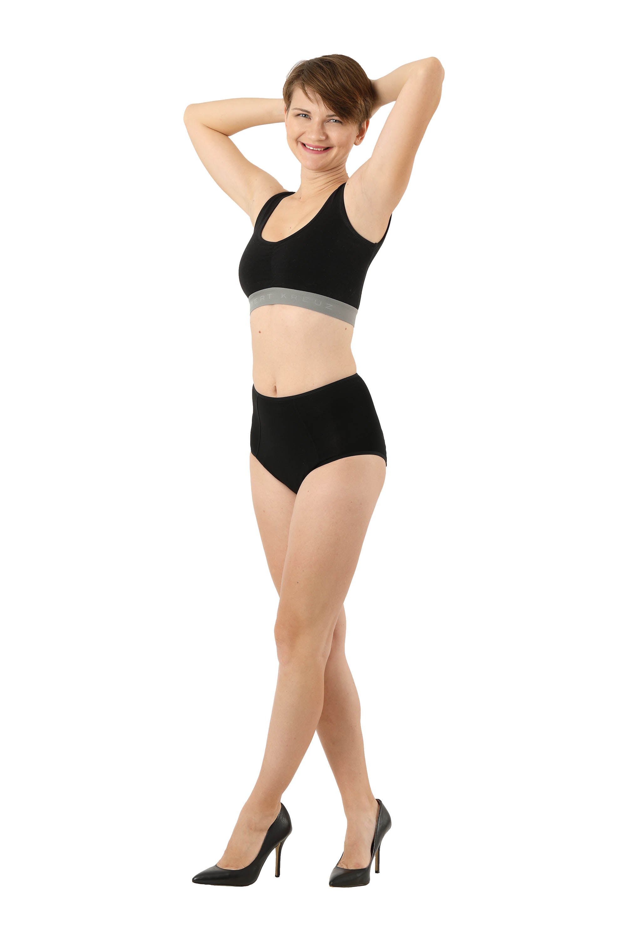 2-Pack Periodenslip Bio-Baumwolle schwarz High waist