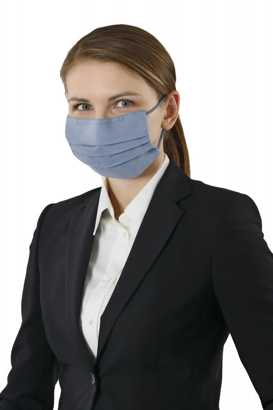 ALBERT KREUZ Mund-Nasen-Schutz Maske Blau Biobaumwolle Level 2