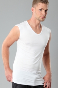 Herren Unterhemd-Light ohne Arm Stuttgart Weiss 92% Micromodal 8% Elastan