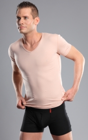 Herren Unterhemd Hautfarbe V-Ausschnitt 92% Baumwolle 8% Elastan