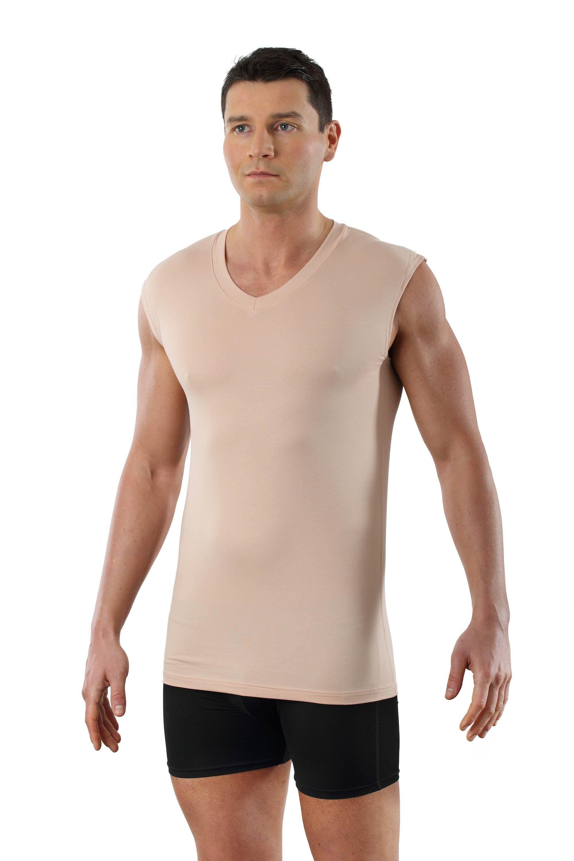 Herren Unterhemd unsichtbar V-Ausschnitt ohne Arm Micromodal light