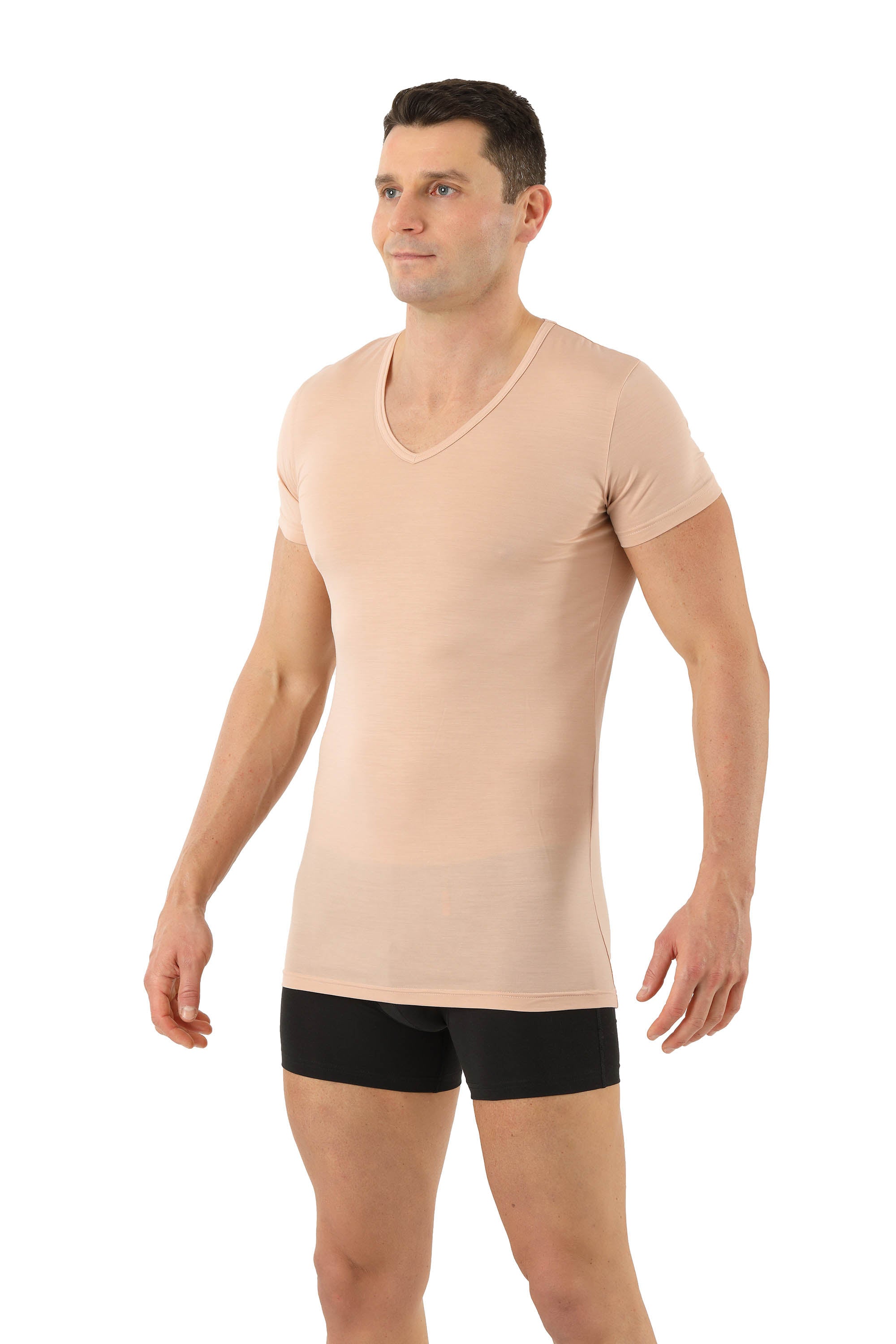 Funktionsunterhemd V-Ausschnitt Merinowolle-TENCEL™ Lyocell Hautfarbe