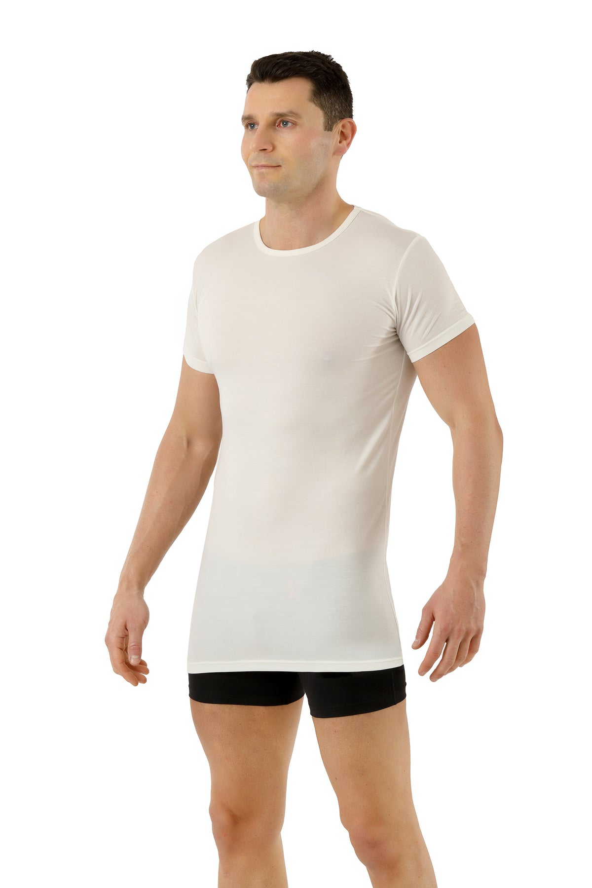 Herren Rundhals-Unterhemd Kurzarm Wollweiß Performance Merino-TENCEL™ Auckland