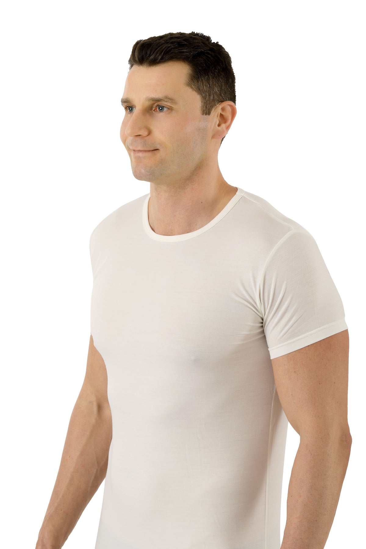 Herren Rundhals-Unterhemd Kurzarm Wollweiß Performance Merino-TENCEL™ Auckland