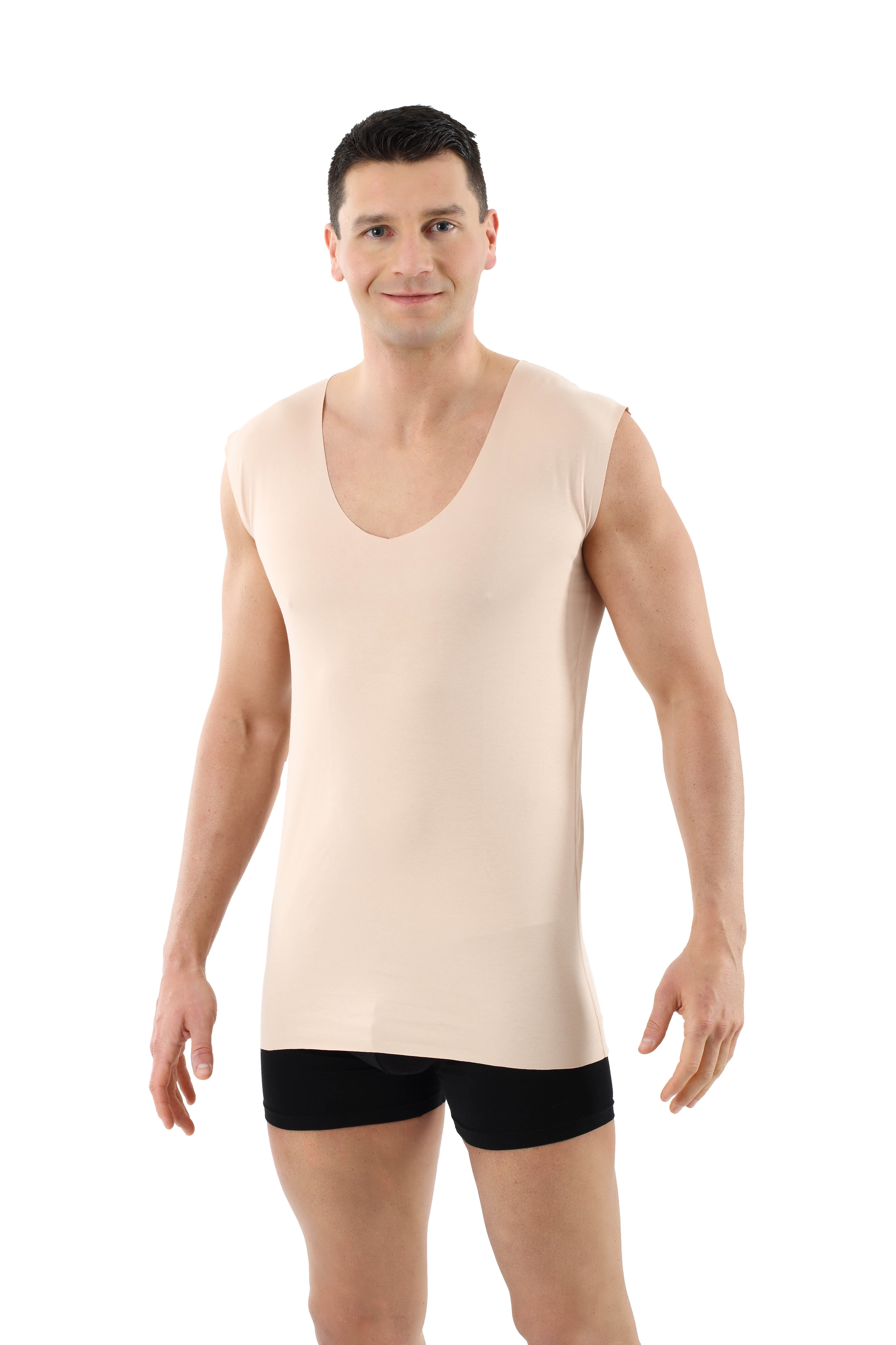 Herren Unterhemd unsichtbar Lasercut ohne Saum Clean Cut Deep-V ohne Arm
