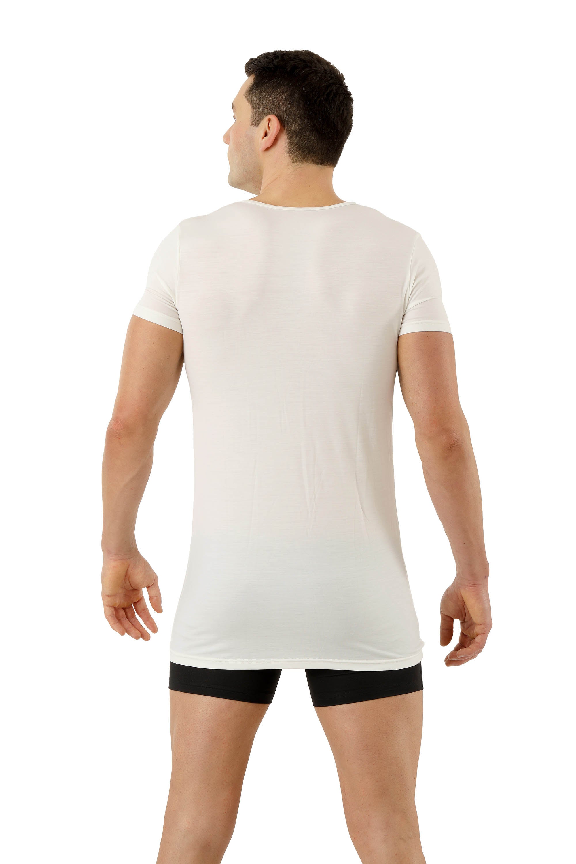 Funktionsunterhemd Deep-V Merinowolle-TENCEL™ Lyocell Naturweiß