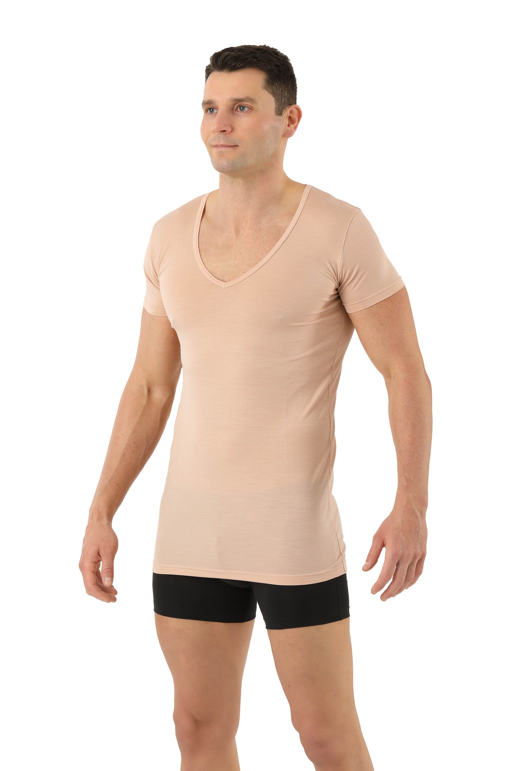 Funktionsunterhemd Deep-V-Ausschnitt Merinowolle-TENCEL™ Lyocell Hautfarbe