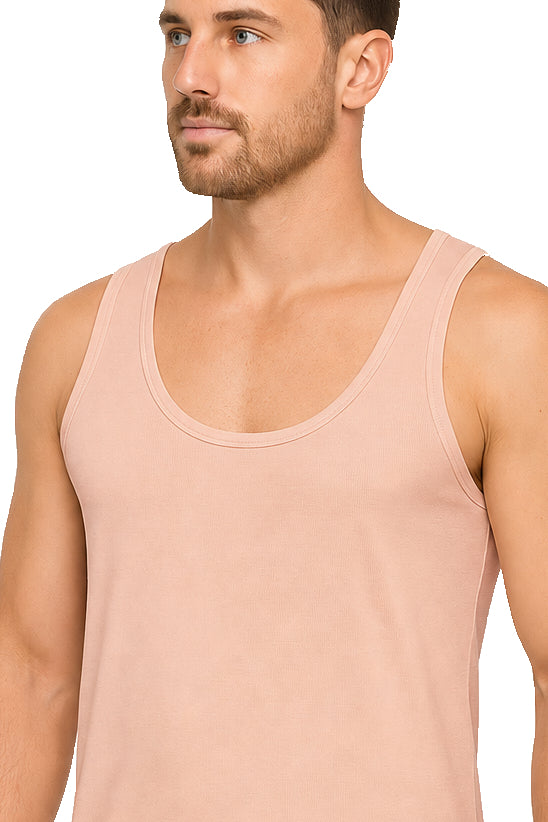 Herren Träger-Unterhemd Beige 100% Bio-Baumwolle Feinripp