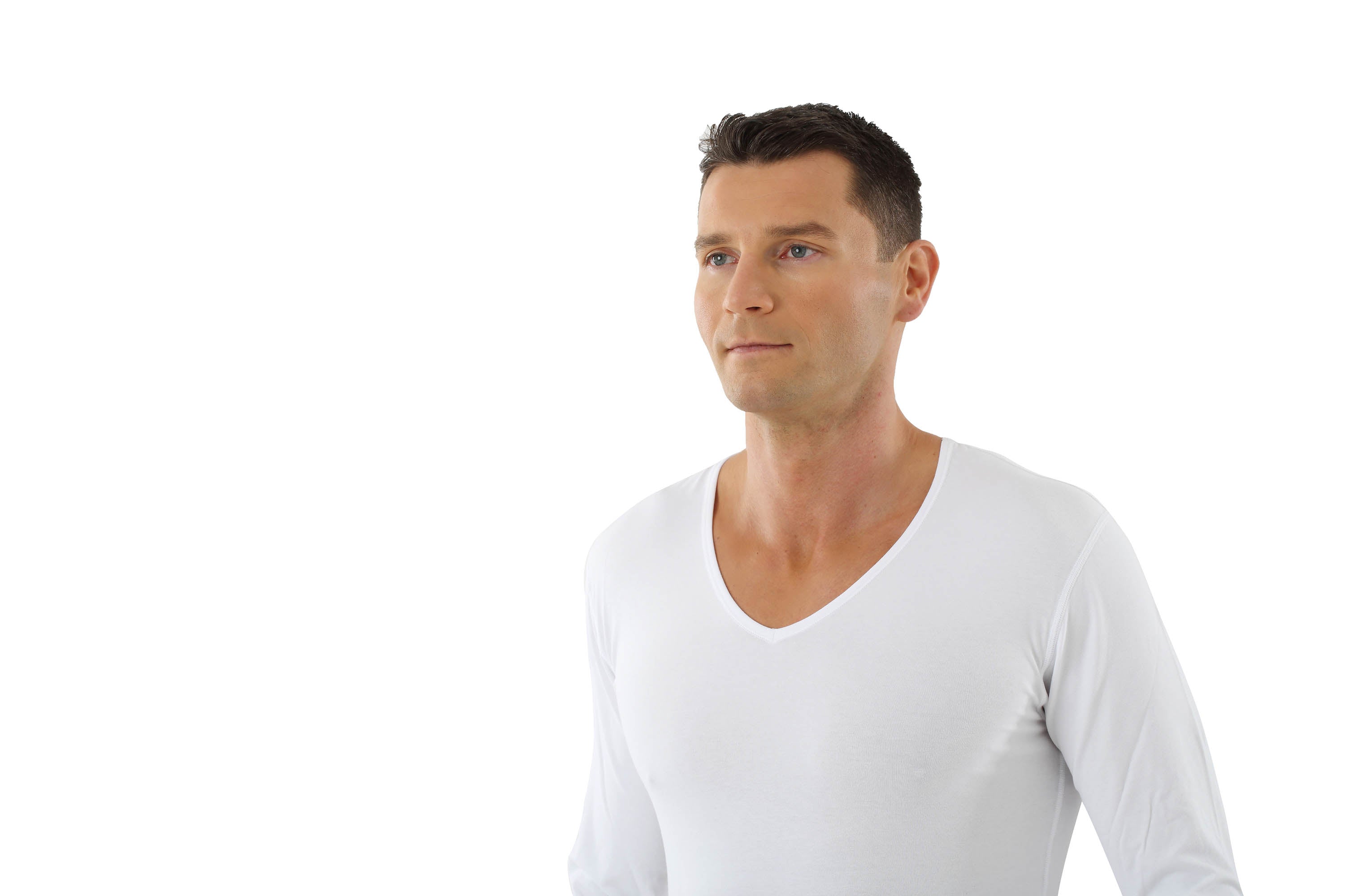Herren Langarm-Unterhemd Bio-Baumwolle weiss