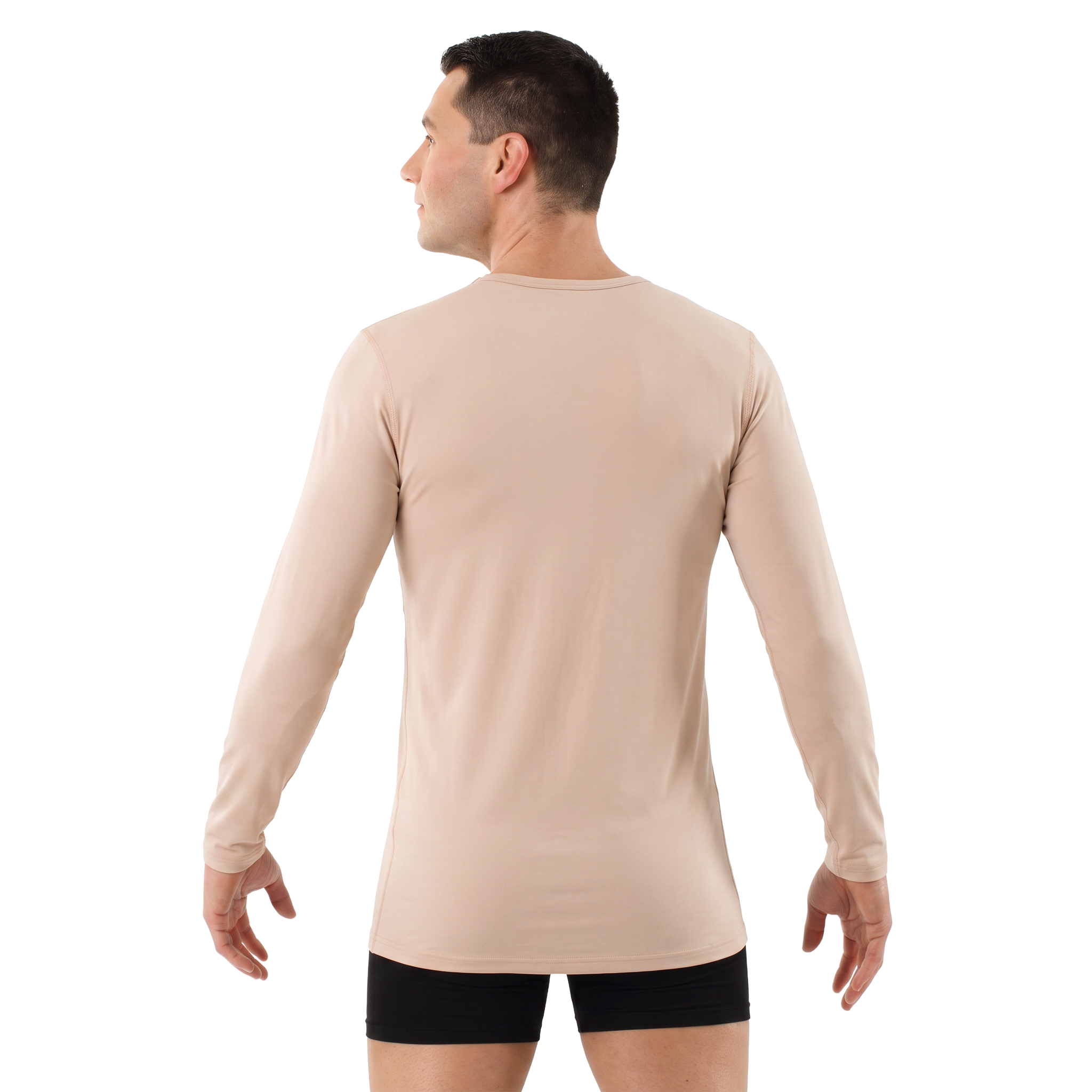 2-Pack Unterhemd Langarm V-Ausschnitt Stretchbaumwolle beige