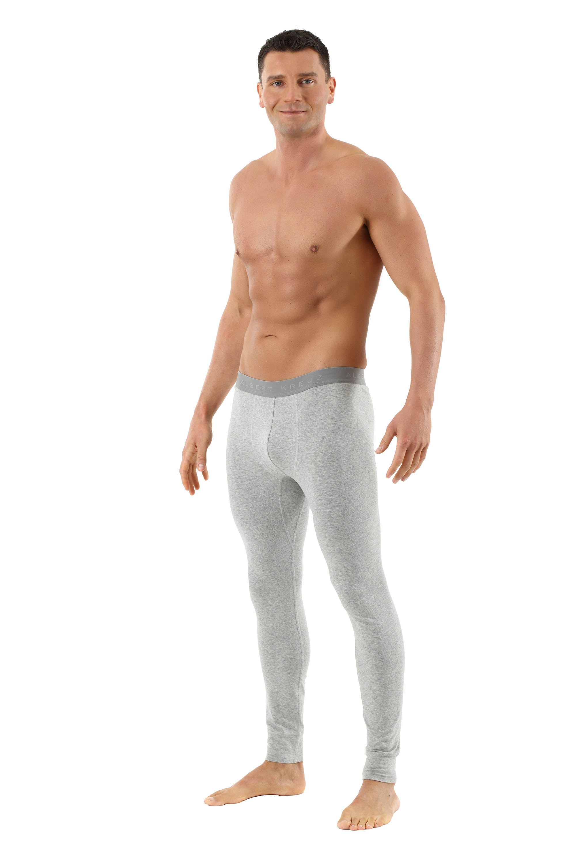 Lange Unterhose für Herren aus Bio-Baumwolle in grau mélange