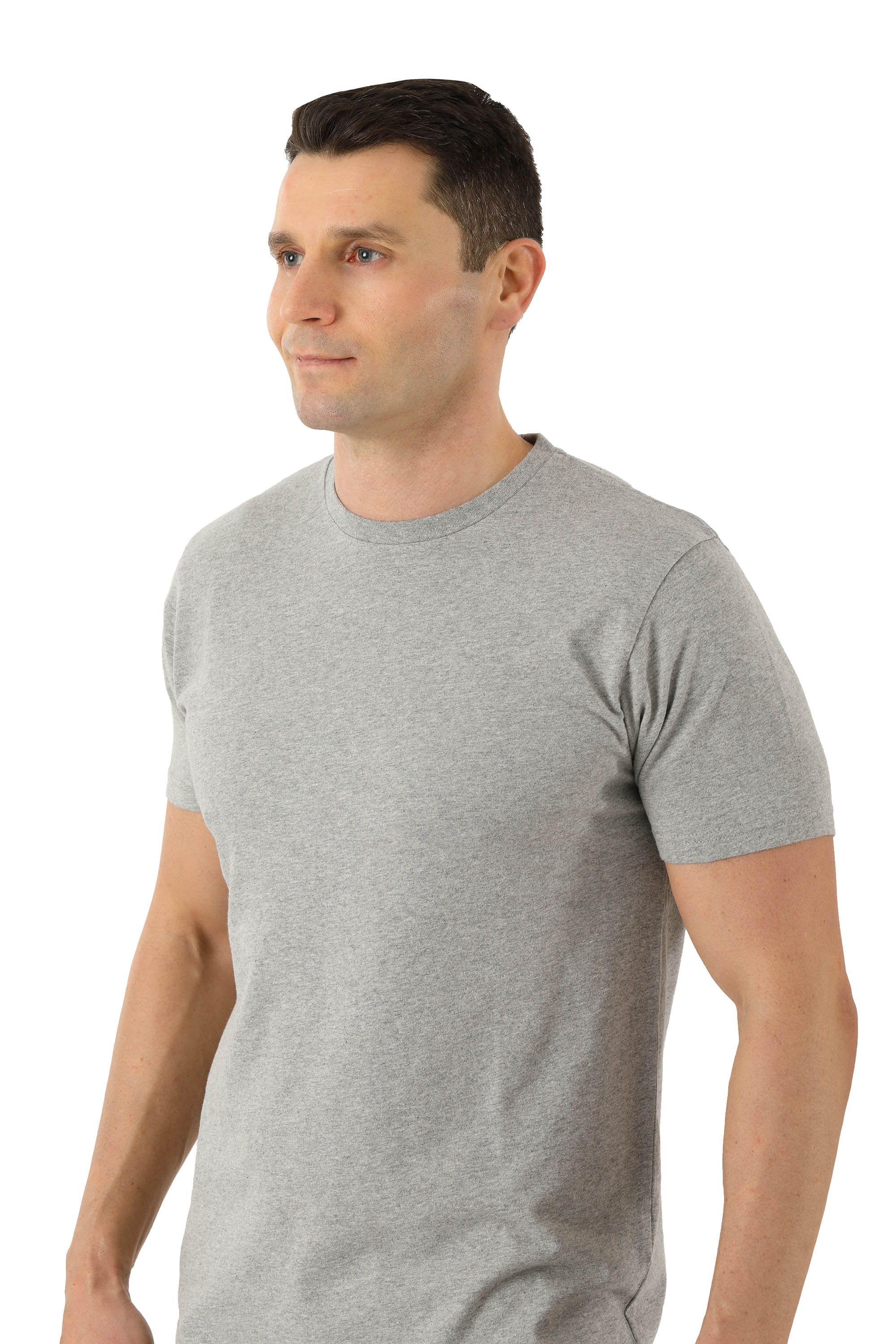 Herren T-Shirt Biobaumwolle Rundausschnitt grau mélange