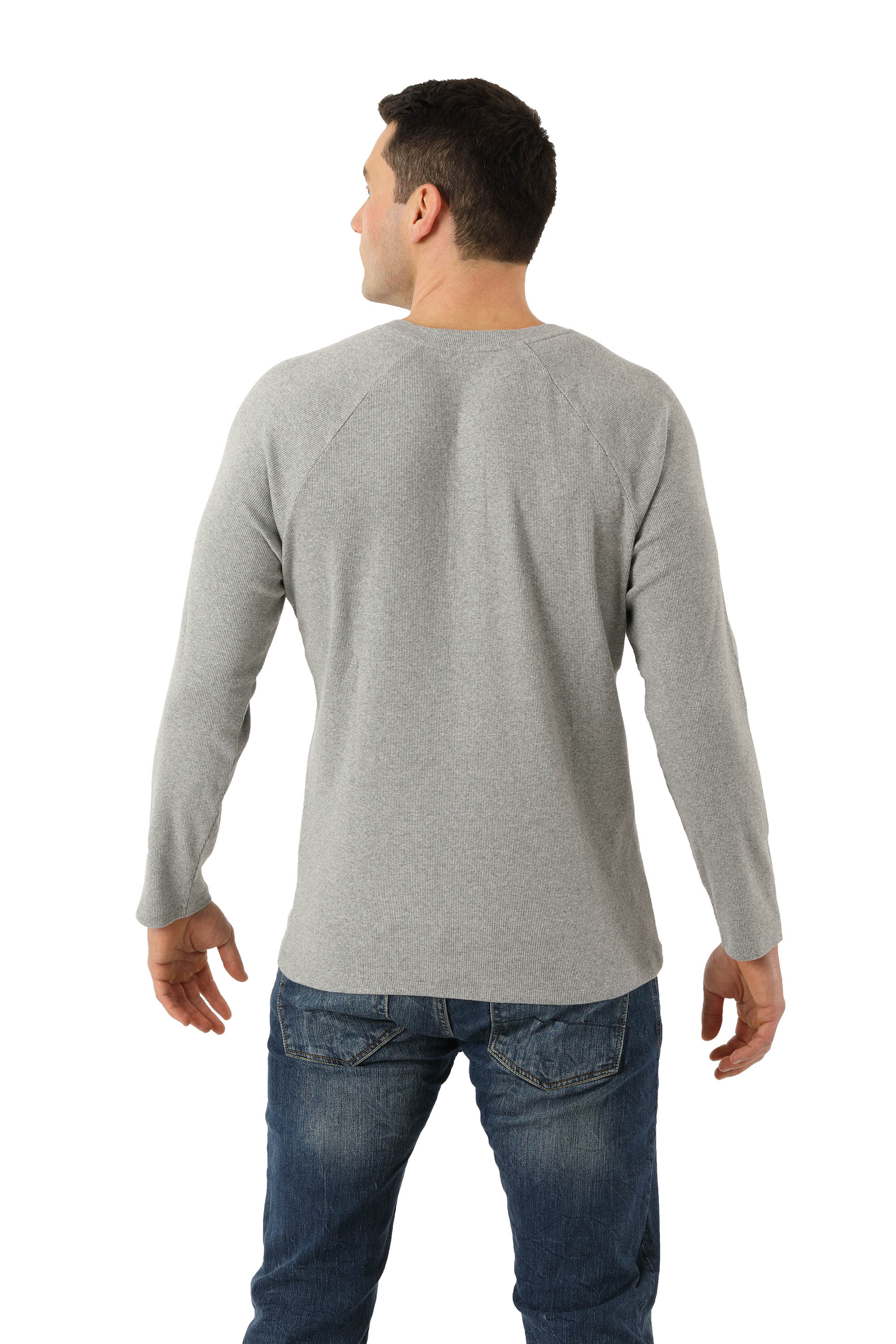 Langarmshirt Bio-Stretchbaumwolle gerippt Grau