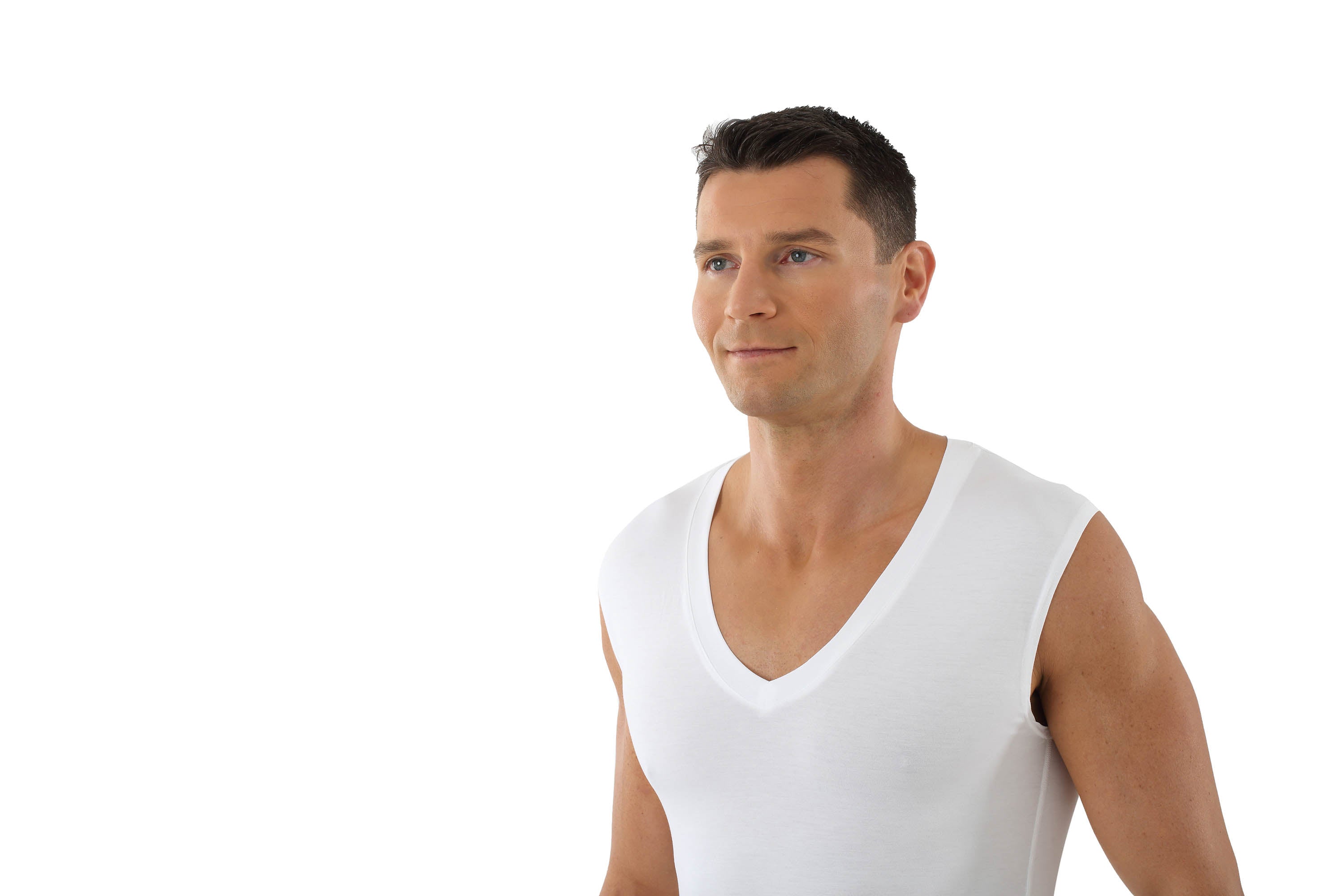 Atmungsaktives Unterhemd Deep-V-Neck ohne Arm light
