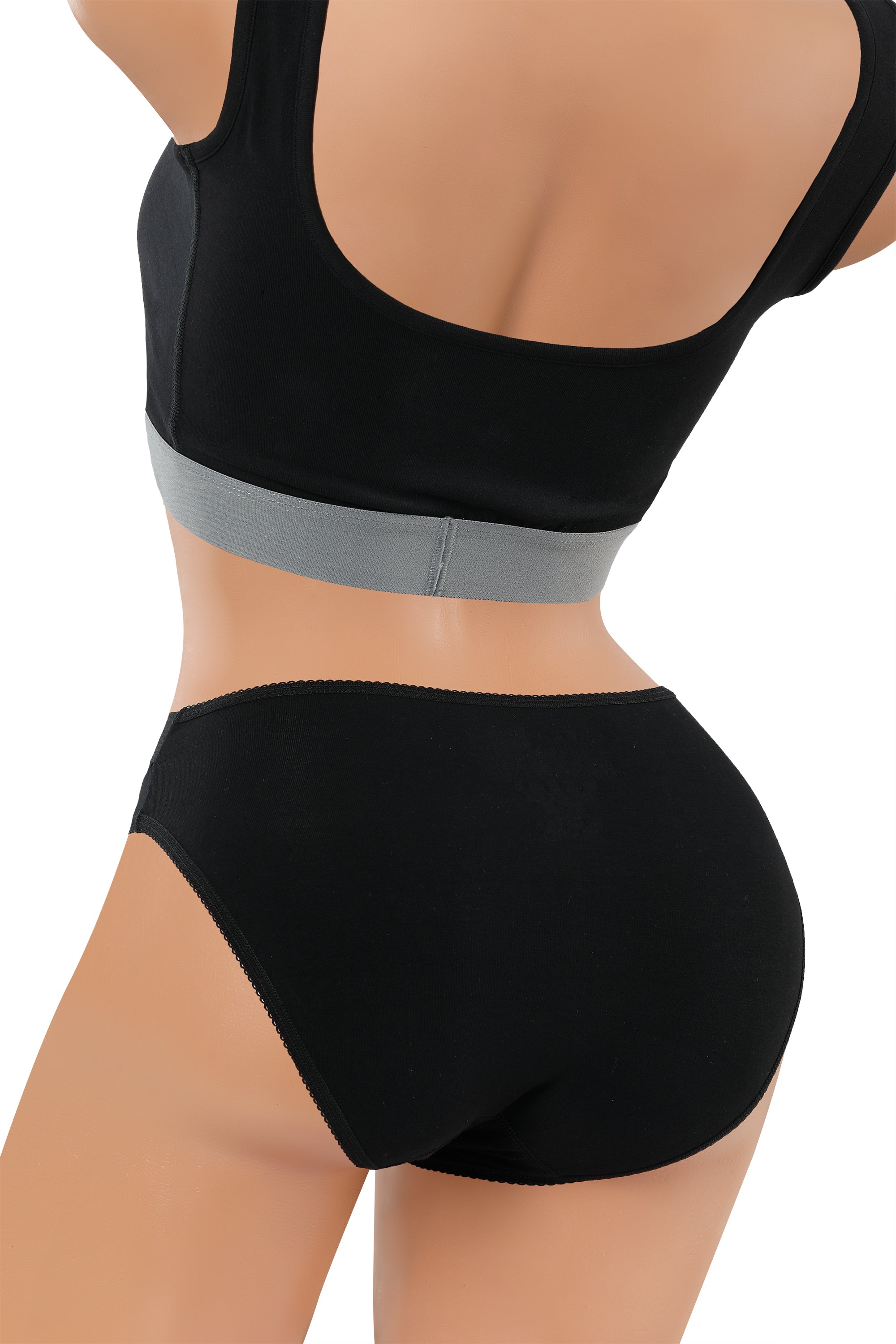 3er-Pack Damen Slip Baumwolle Elastan schwarz