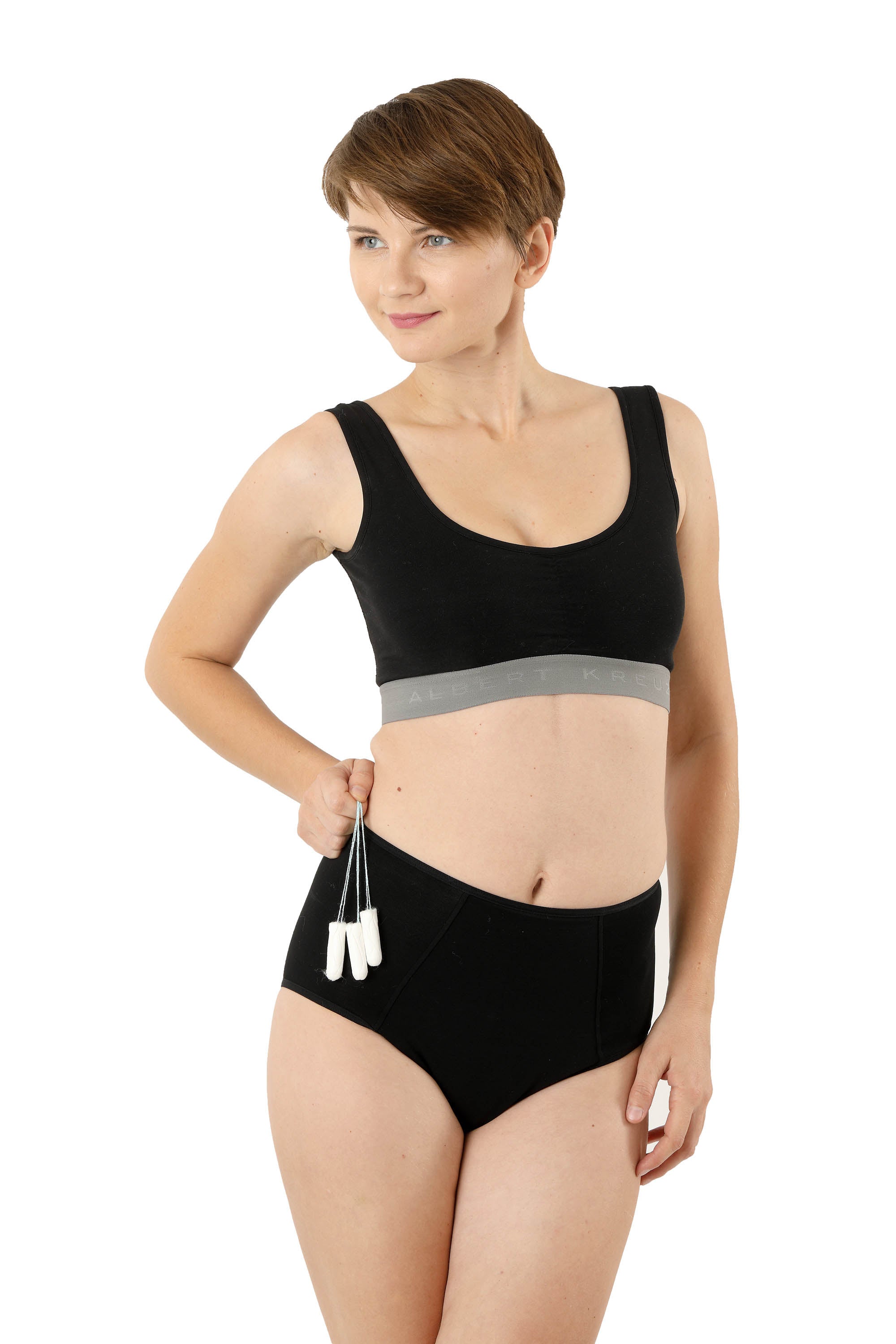 2-Pack  Periodenslip Bio-Baumwolle schwarz High waist
