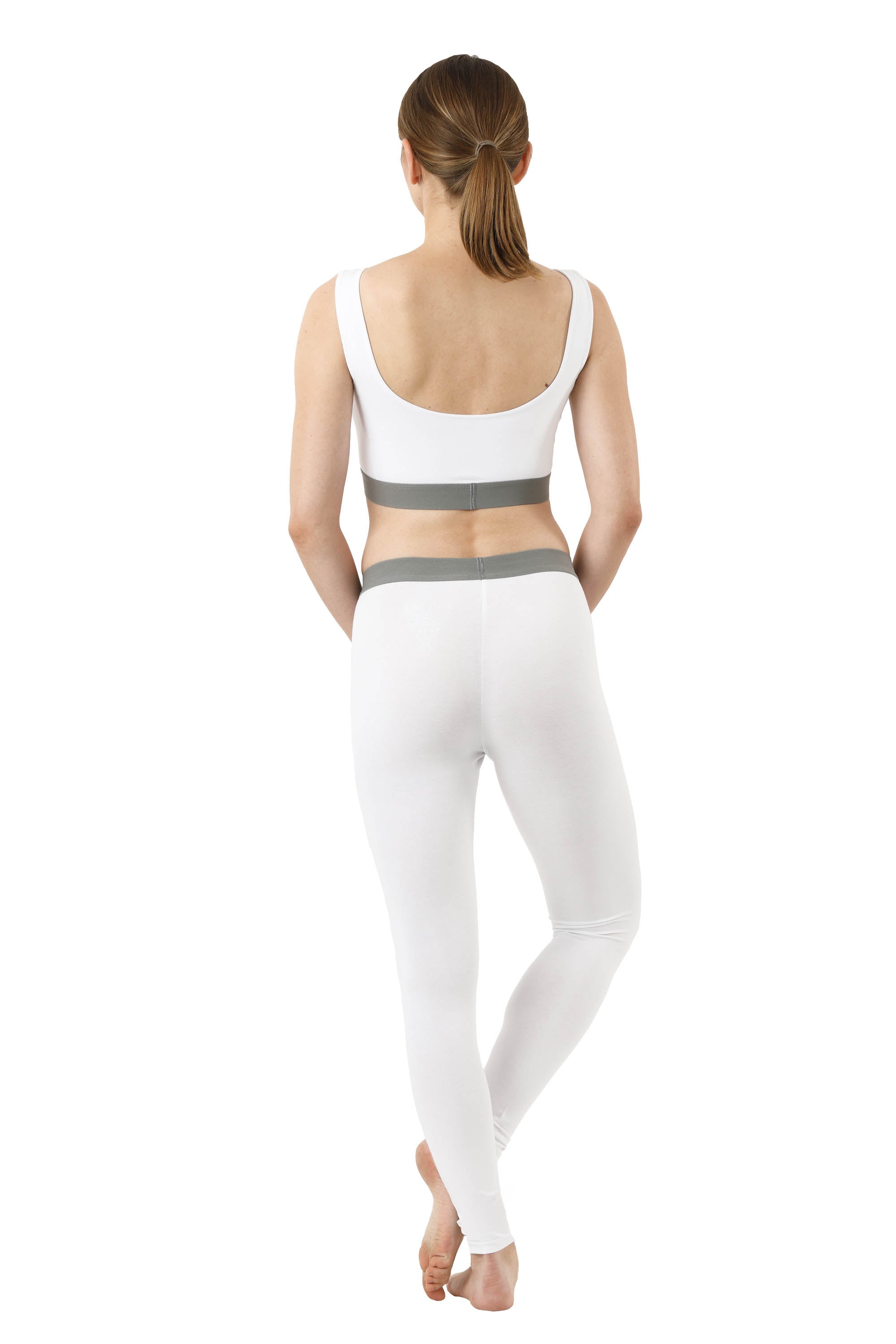Leggings lange Unterhose Bio-Strechbaumwolle weiß