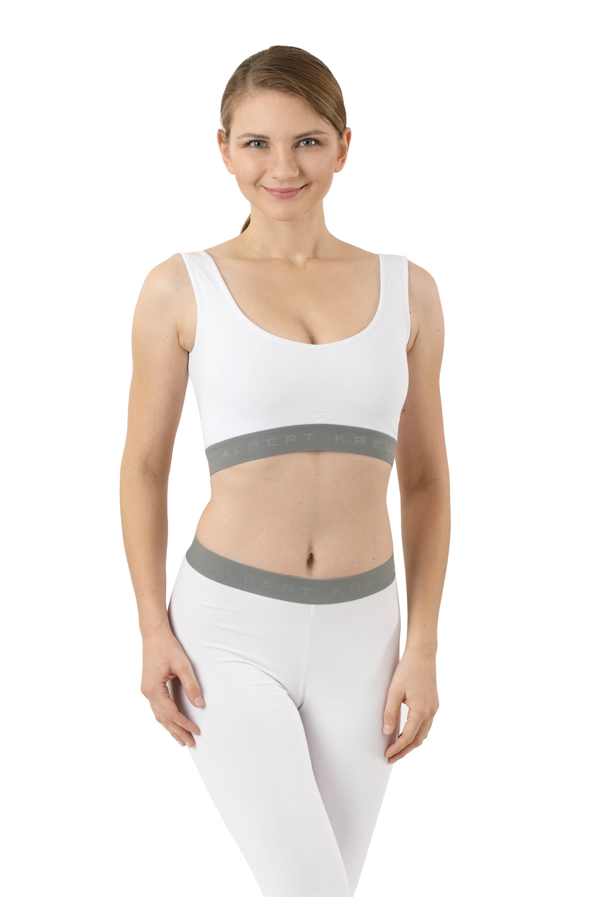 Sport-Bustier BH-Top Bio Stretchbaumwolle weiß