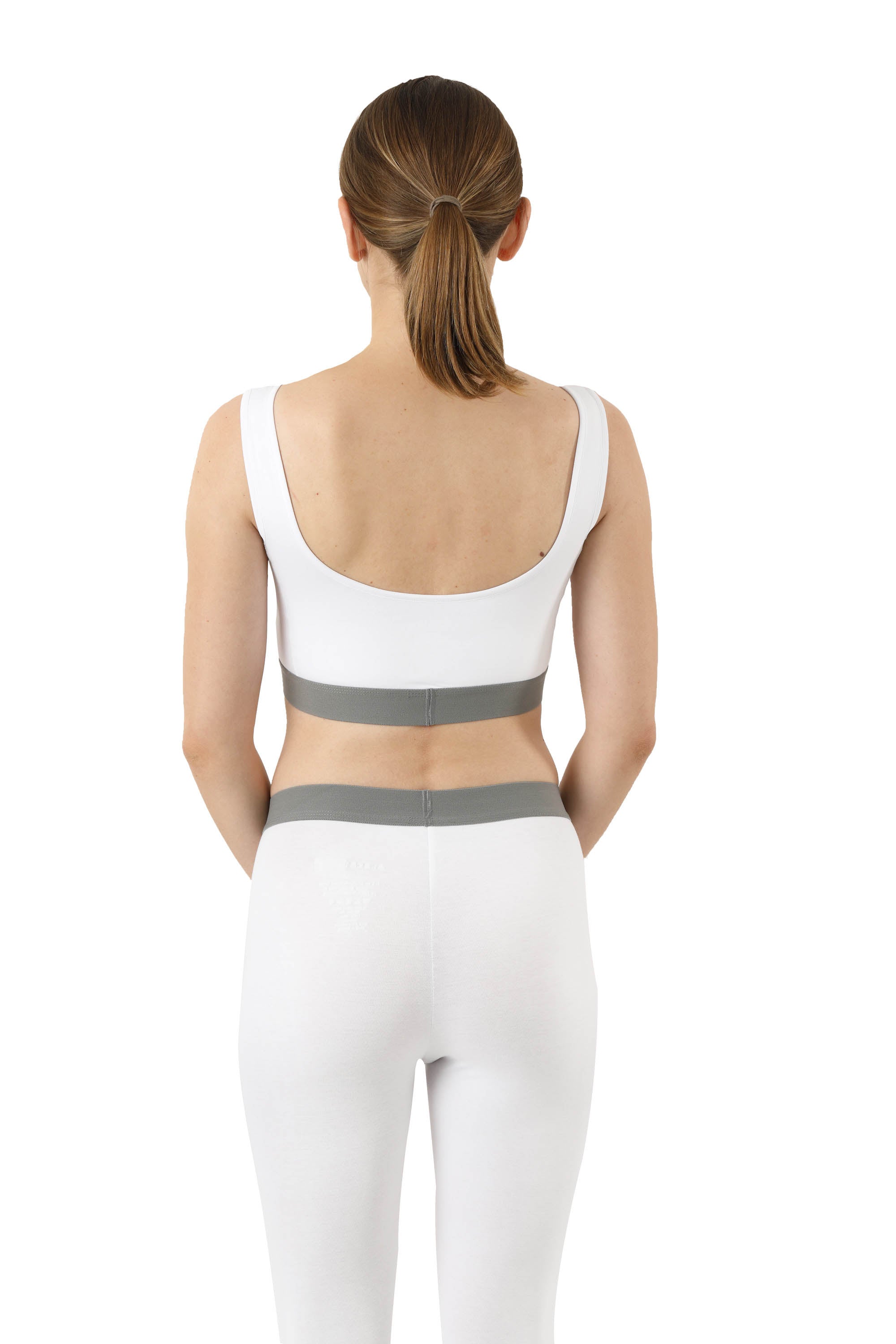 Sport-Bustier BH-Top Bio Stretchbaumwolle weiß