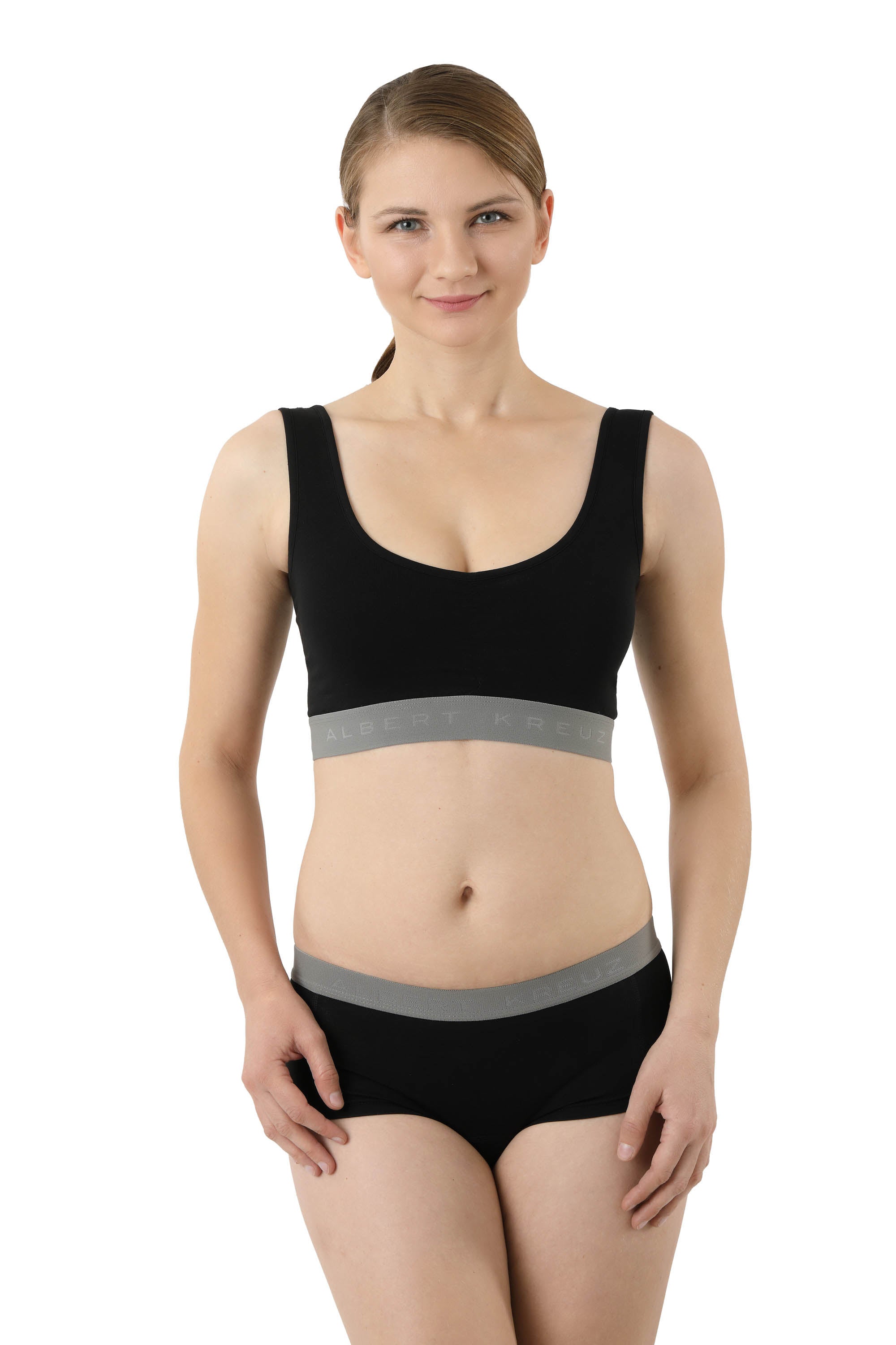 Sport-Bustier BH-Top Bio Stretchbaumwolle schwarz