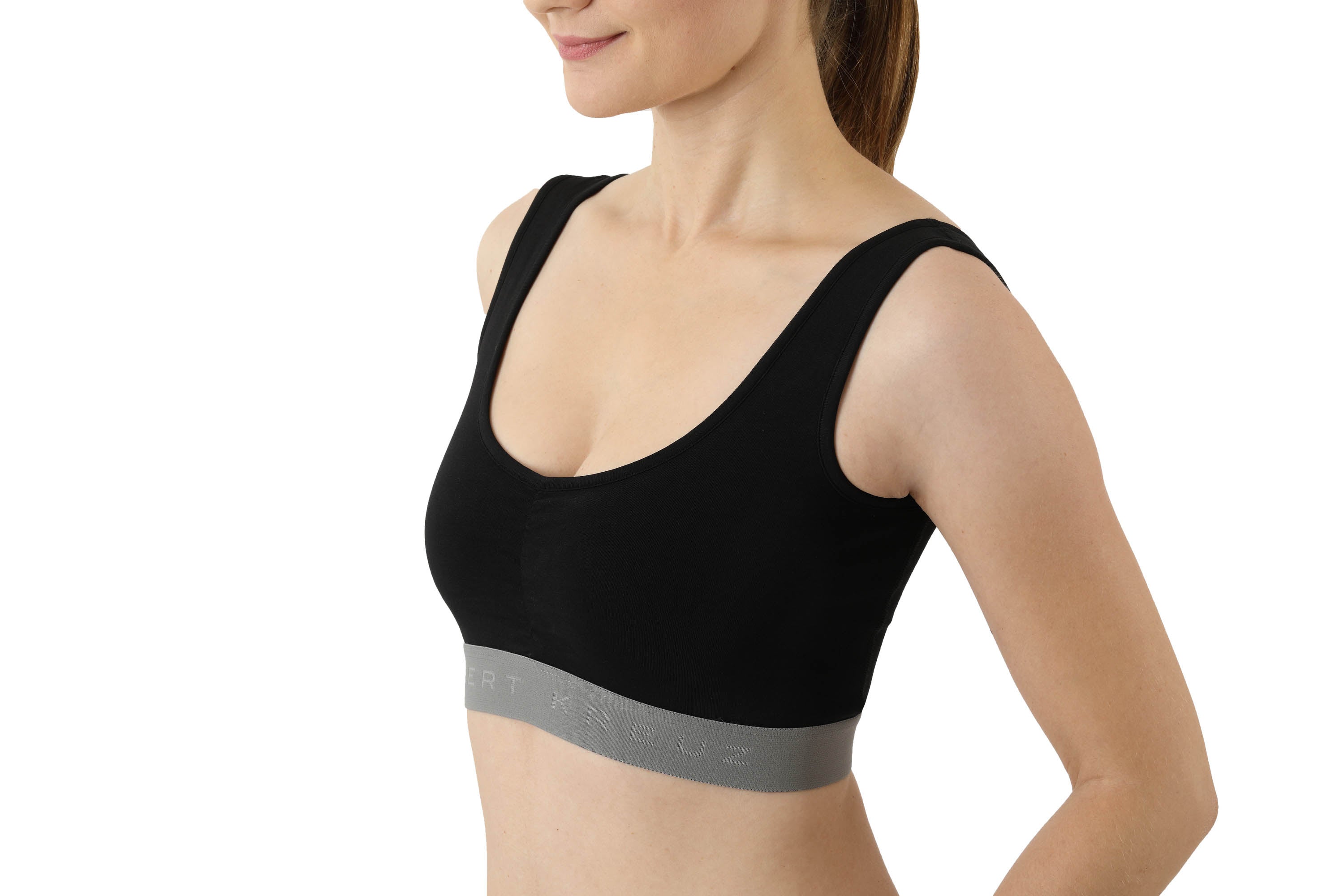Sport-Bustier BH-Top Bio Stretchbaumwolle schwarz
