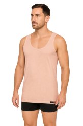 Träger-Unterhemd Herren Beige 100% Bio-Baumwolle Feinripp 