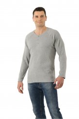 Langarmshirt Bio-Stretchbaumwolle gerippt Grau 