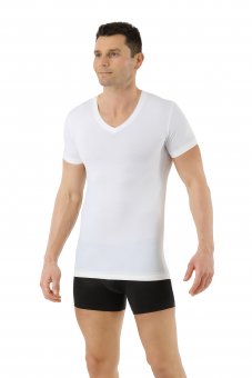 Funktionsunterhemd COOLMAX® Baumwolle V-Ausschnitt kurzarm weiß 