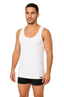 Träger-Unterhemd Herren Weiß 100% Bio-Baumwolle Feinripp 