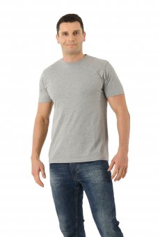 Herren T-Shirt Biobaumwolle Rundausschnitt grau mélange 