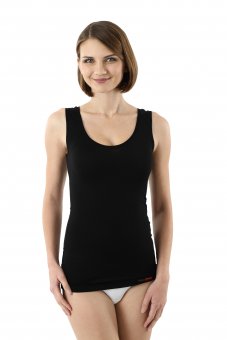 Damen Unterhemd Merino Wolle ohne Arm Schwarz 36-38 / S