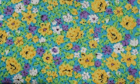 Krawattenschal Gelb, Gruen, Blau - Blumen, Dessin 200040 