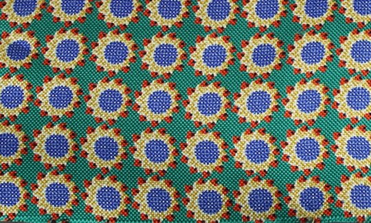 Krawattenschal Rot, Gelb, Gruen, Gold, Blau - Blumen, Dessin 200060 