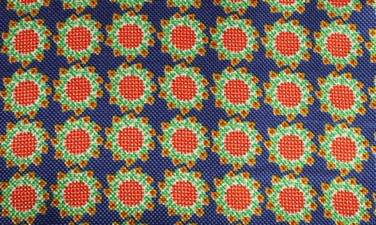 Krawattenschal Rot, Gelb, Gruen, Blau - Blumen, Dessin 200062 