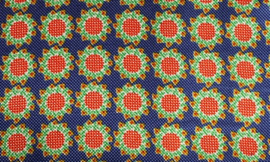 Krawattenschal Rot, Gelb, Gruen, Blau - Blumen, Dessin 200062 