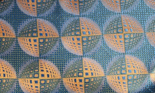 Plastron Gelb, Gruen, Blau - gemustert, Dessin 200225 