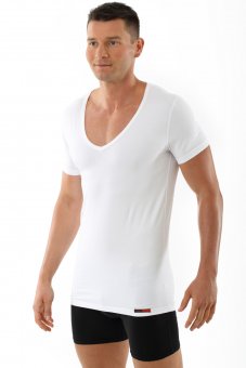 Herren Unterhemd deep-v-neck-shirt weiß 