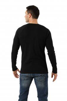 ALBERT KREUZ Bio-Stretchbaumwolle Langarmshirt Schwarz | gerippt