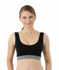 Sport-Bustier BH-Top Bio Stretchbaumwolle schwarz 
