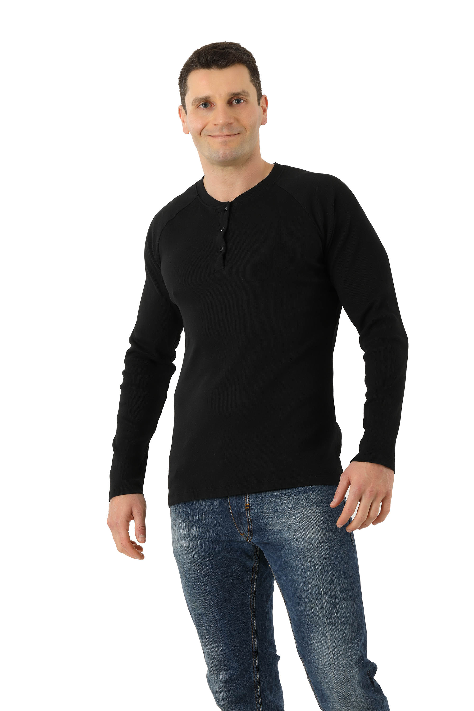 ALBERT KREUZ Schwarz Langarmshirt gerippt | Bio-Stretchbaumwolle